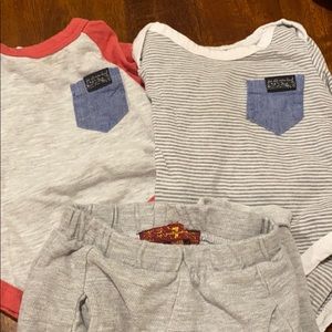 3-6mos baby 7 Jean onesies matching bib and pants